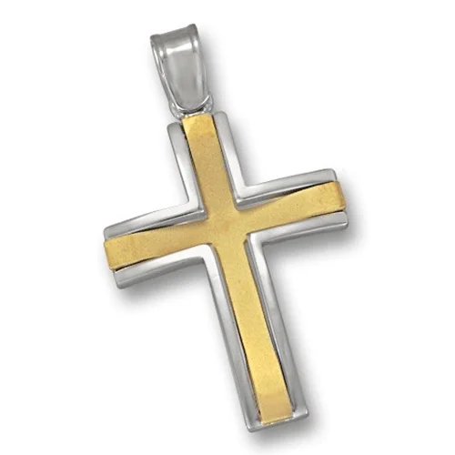 Φωτογραφία προϊόντος: fenixjewelry Δίχρωμος Χρυσός σταυρός 14κ ΣΤ1423Δ