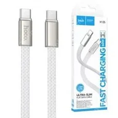 Φωτογραφία προϊόντος: Καλώδιο φόρτισης Flat Cable USB C to USB C Hoco 3A 60W 1 m X125 white