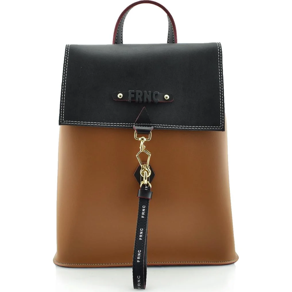 Φωτογραφία προϊόντος: FRNC 1812 backpack με καπάκι και μεταλλικό κλιπ, ταμπά - μαύρο