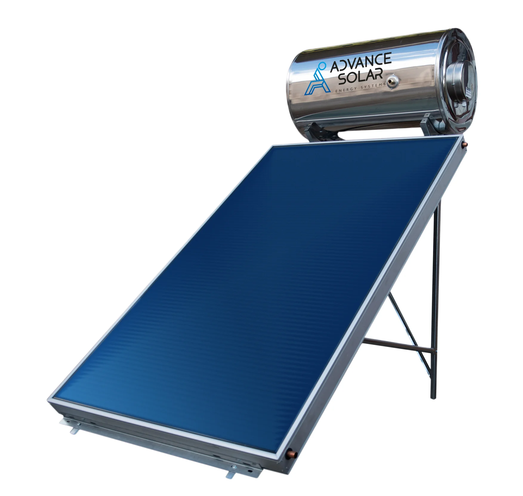 Φωτογραφία προϊόντος: Advance Solar INOX EVO 160lt/2,50m² Inox Ηλιακός Διπλής ενέργειας ταράτσας με 1 επιλεκτικό συλλέκτη 2,50m² 160lt