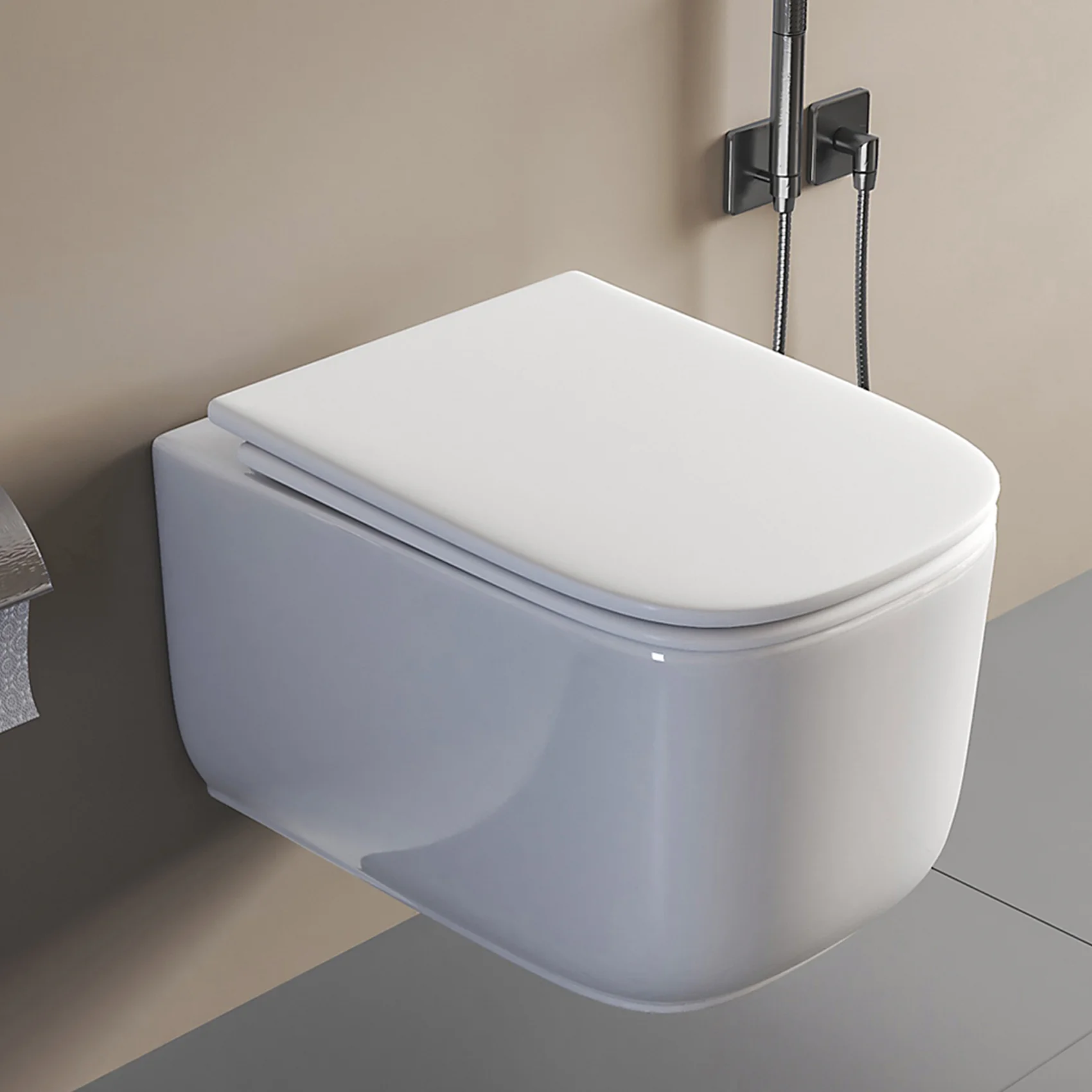Φωτογραφία προϊόντος: Λεκάνη κρεμαστή με slim soft close καπάκι Vinci Quadra Compact Tornado E23307 χρώμα λευκό γυαλιστερό
