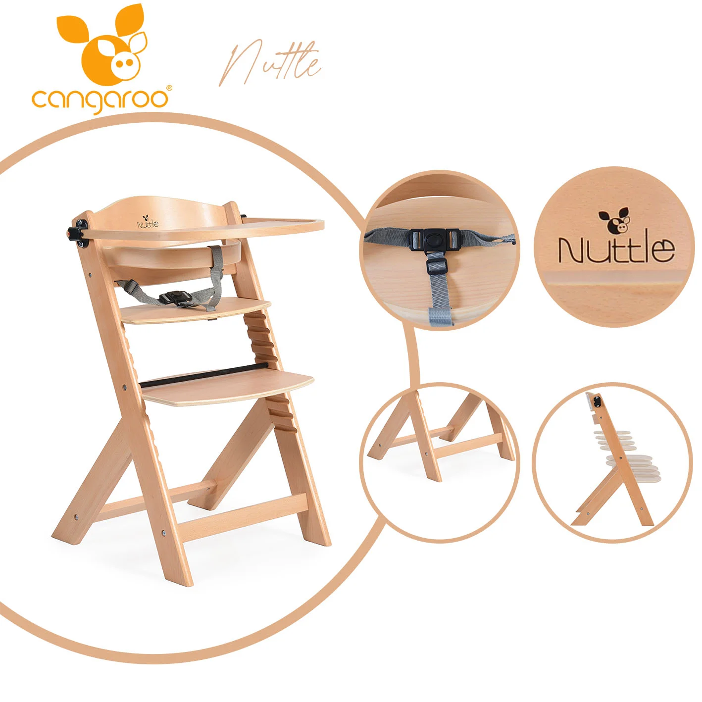 Φωτογραφία προϊόντος: CANGAROO - Wooden high chair 2 in 1 Nuttle natural - 3801005150953