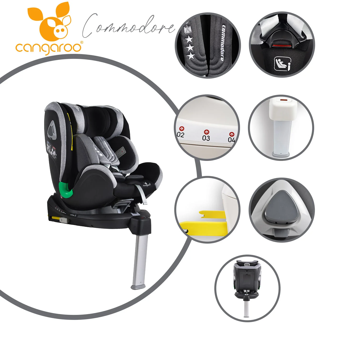 Φωτογραφία προϊόντος: CANGAROO - Car seat Commodore dark grey - 3801005150281