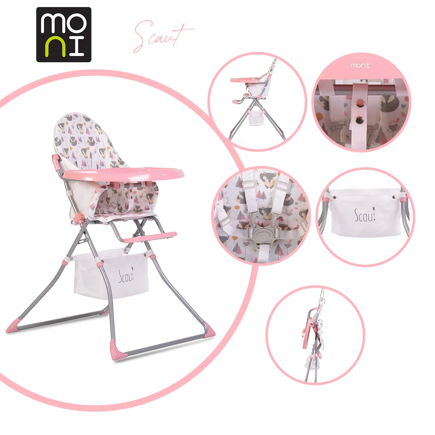 Φωτογραφία προϊόντος: MONI - High chair Scaut pink - 3801005150625