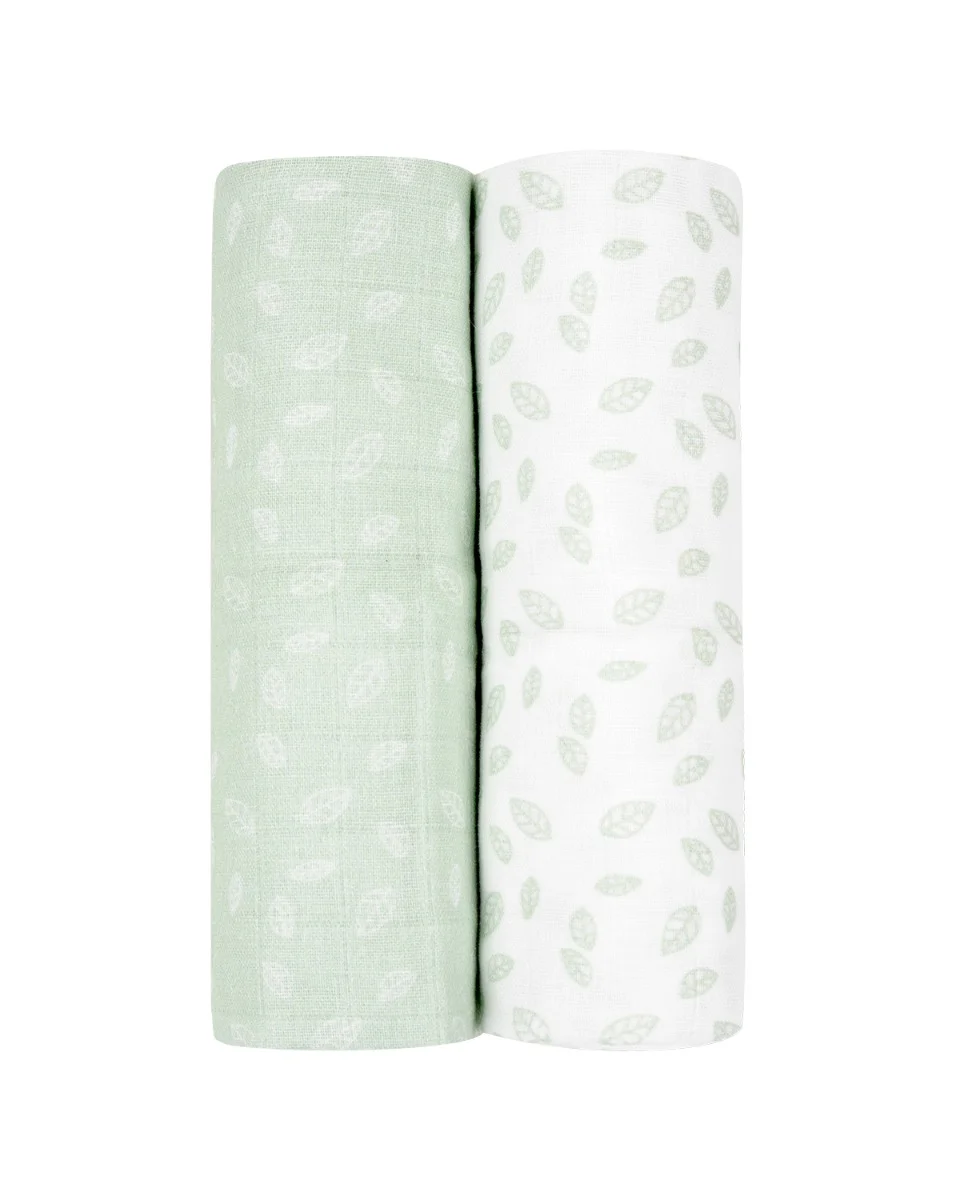 Φωτογραφία προϊόντος: Kikka Boo - Muslin swaddle set 2pcs 80x80 cm Leaves Mint - 31103010068