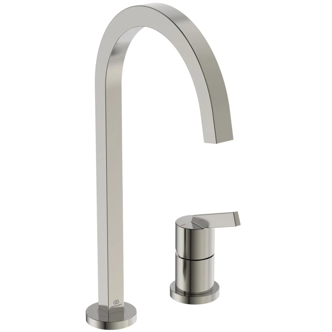 Φωτογραφία προϊόντος: Ideal Standard Gusto Μπαταρία κουζίνας πάγκου 2 οπών με πριστρεφόμενο τετράγωνο ρουξούνι BD423GN silver storm