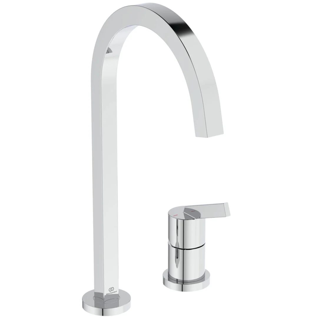 Φωτογραφία προϊόντος: Ideal Standard Gusto Μπαταρία κουζίνας πάγκου 2 οπών με πριστρεφόμενο τετράγωνο ρουξούνι BD423AA χρωμέ