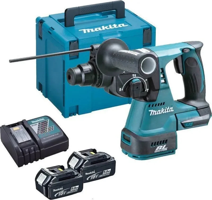 Φωτογραφία προϊόντος: Makita DHR242RTJ - Κρουστικό Σκαπτικό Μπαταρίας 18V Solo με SDS Plusμε Βαλίτσα μεταφοράς (Makpac), Φορτιστή + 2 Μπαταρίες 5.0Ah (2×5.0Ah)