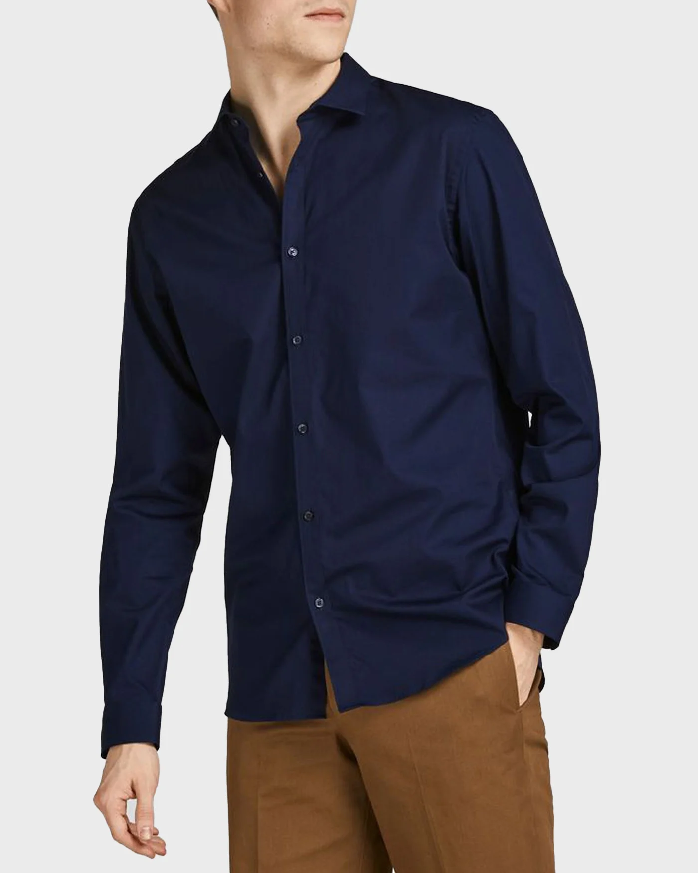 Φωτογραφία προϊόντος: JACK & JONES ΑΝΔΡΙΚΟ ΠΟΥΚΑΜΙΣΟ ΣΤΕΝΗ ΓΡΑΜΜΗ - 12201905 ΜΠΛΕ