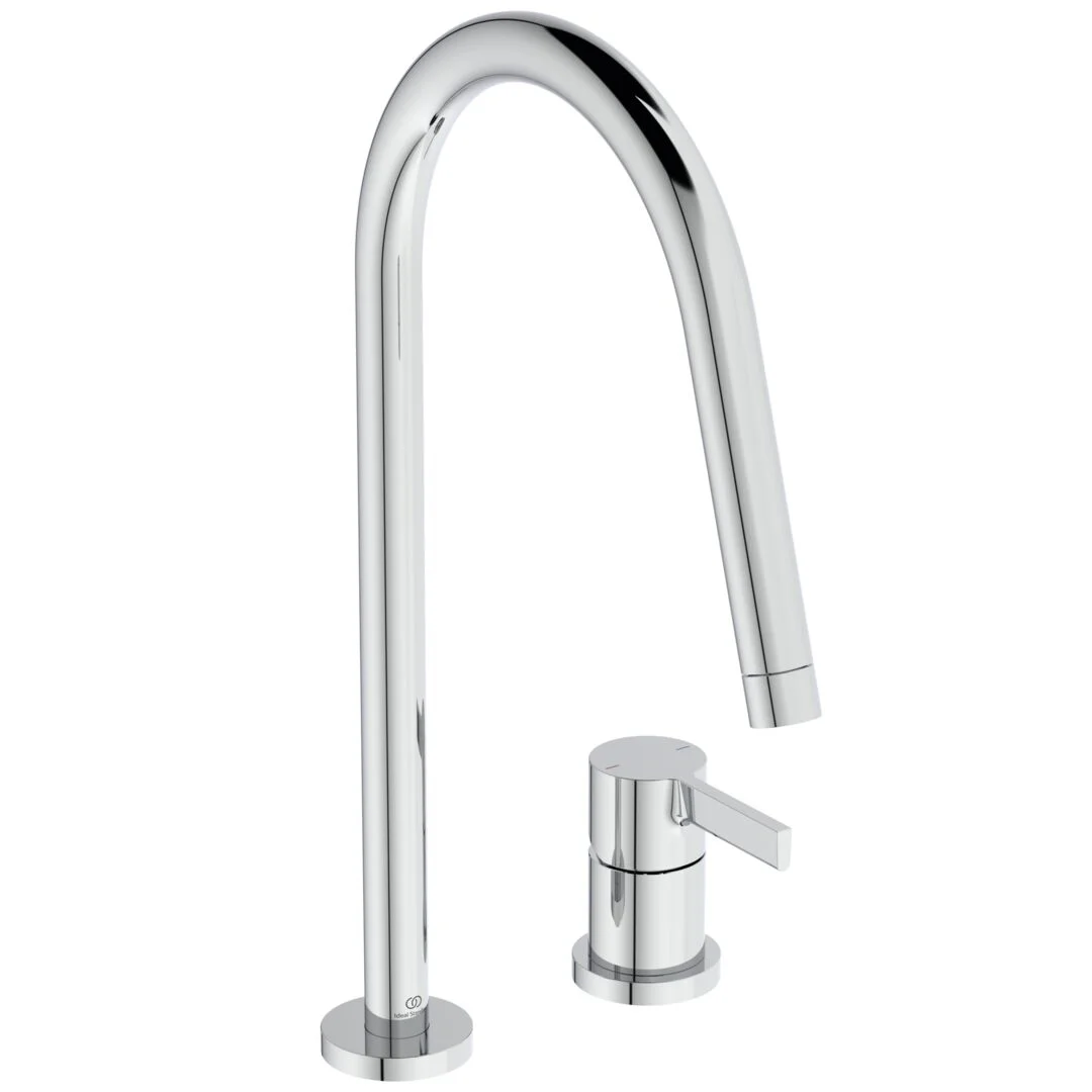 Φωτογραφία προϊόντος: Ideal Standard Gusto Μπαταρία κουζίνας πάγκου 2 οπών με πριστρεφόμενο στρογγυλό ρουξούνι BD422AA χρωμέ