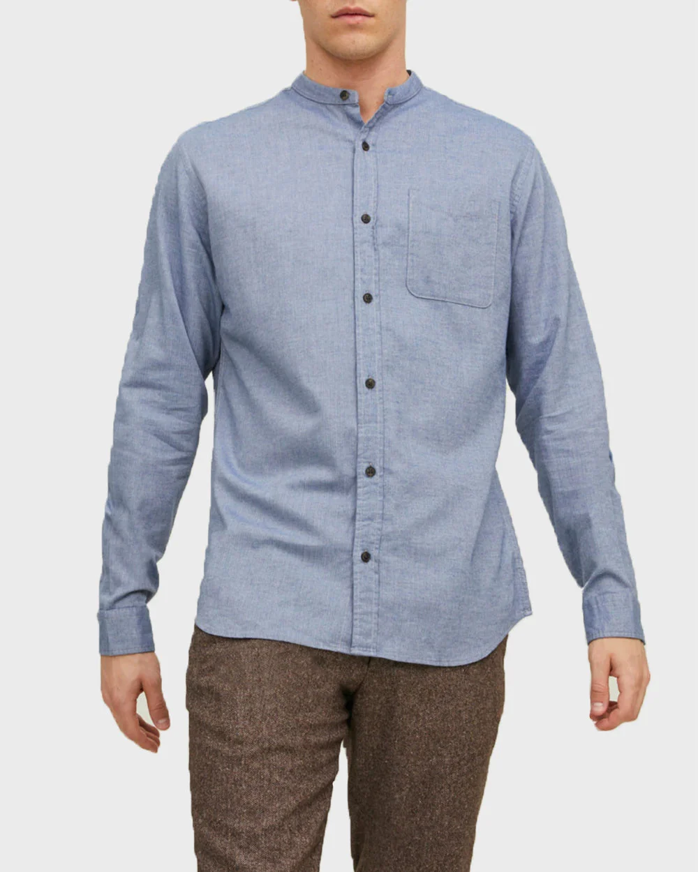 Φωτογραφία προϊόντος: JACK & JONES ΑΝΔΡΙΚΟ ΠΟΥΚΑΜΙΣΟ Mandarin collar twill Shirt - 12209484 ΓΑΛΑΖΙΟ