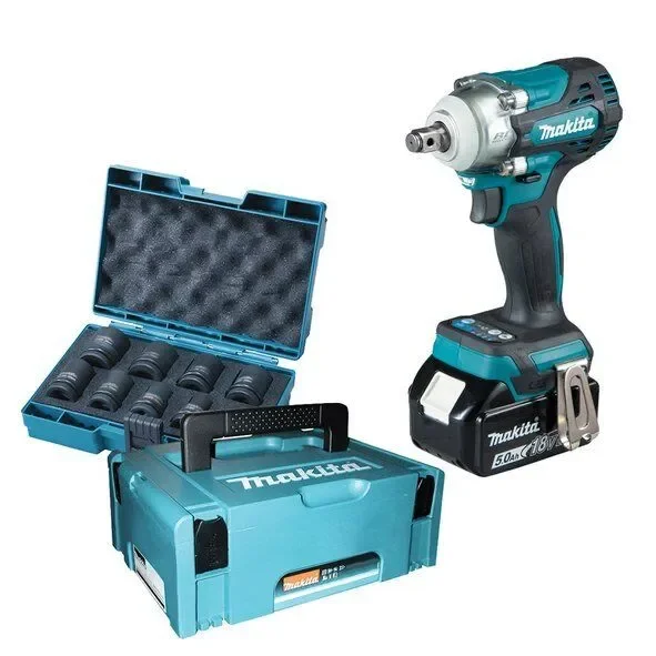 Φωτογραφία προϊόντος: Makita DTW300RTJX - Μπουλονόκλειδο 18V με βαλίτσα μεταφοράς (Makpac), φορτιστή + 2 μπαταρίες 5.0Ah (2×5.0Ah) + Σετ 9 καρυδάκια 1/2” σε βαλιτσάκι