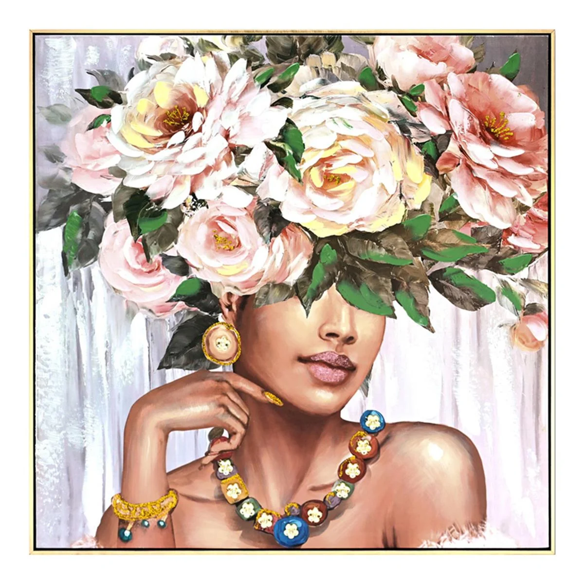Φωτογραφία προϊόντος: Pakoworld Πίνακας σε καμβά Flowergirl Inart 82x4.5x82εκ 82x4x82