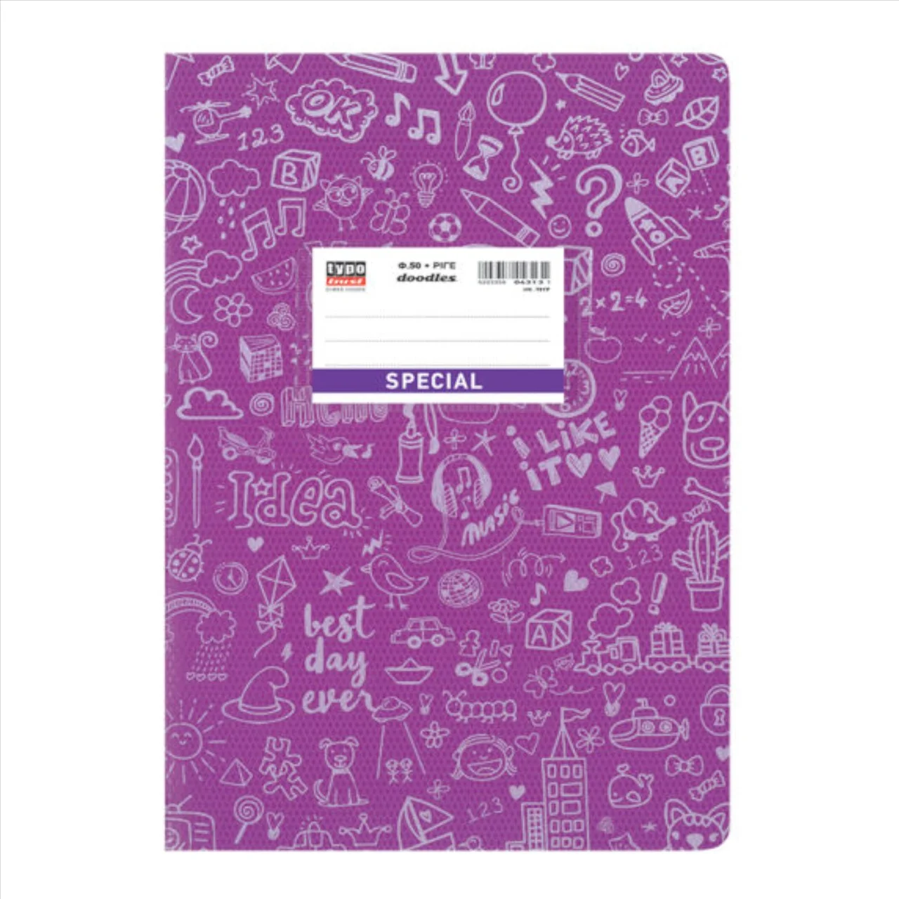 Φωτογραφία προϊόντος: Typotrust Τετράδιο Ριγέ Special Doodles B5 17×25 50φυλλ. Μωβ 4313