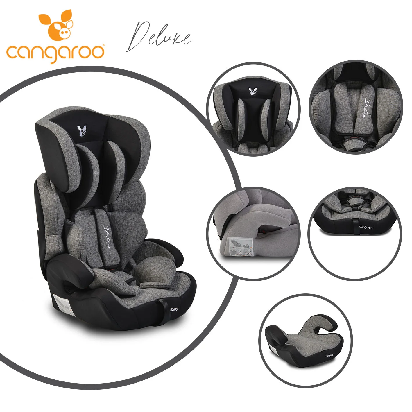 Φωτογραφία προϊόντος: CANGAROO - Baby car seat Deluxe dark grey - 3801005150175
