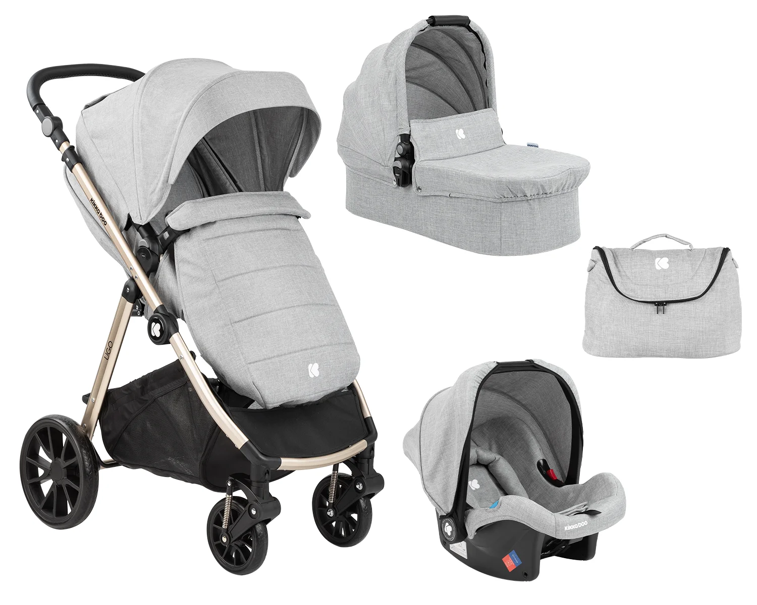 Φωτογραφία προϊόντος: Kikka Boo - Stroller 3in1 Ugo Light Grey Melange - 31001010142