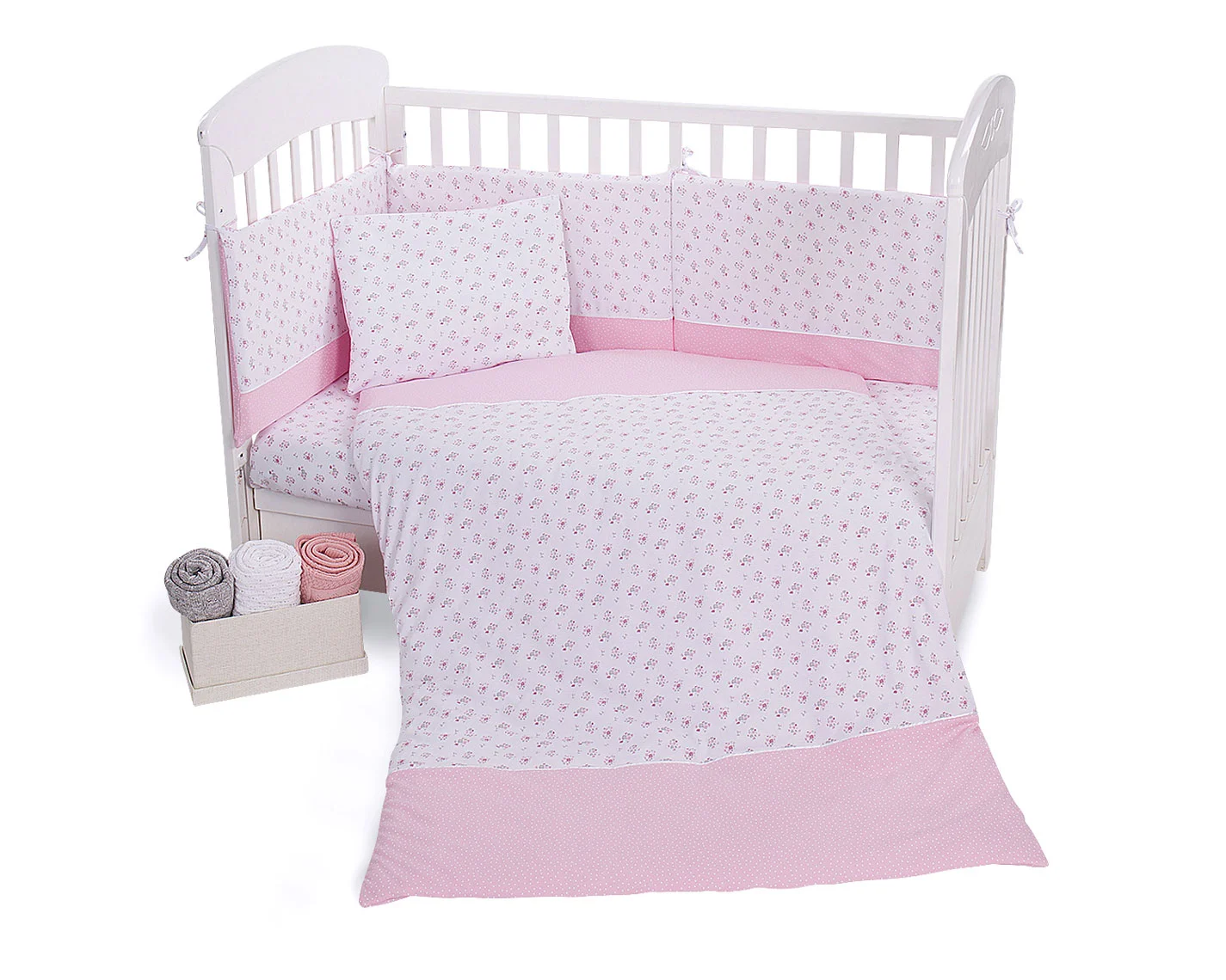 Φωτογραφία προϊόντος: Kikka Boo - Bedding set Jersey 5pcs Pink Flowers 60/120 - 41101050030