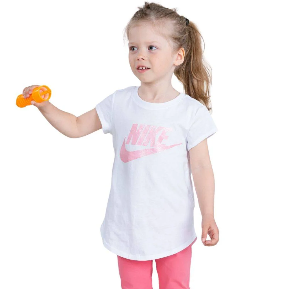 Φωτογραφία προϊόντος: 36F269-001 - NIKE LITTLE KIDS NIKE FUTURA SS TEE WHITE / HYPER PINK