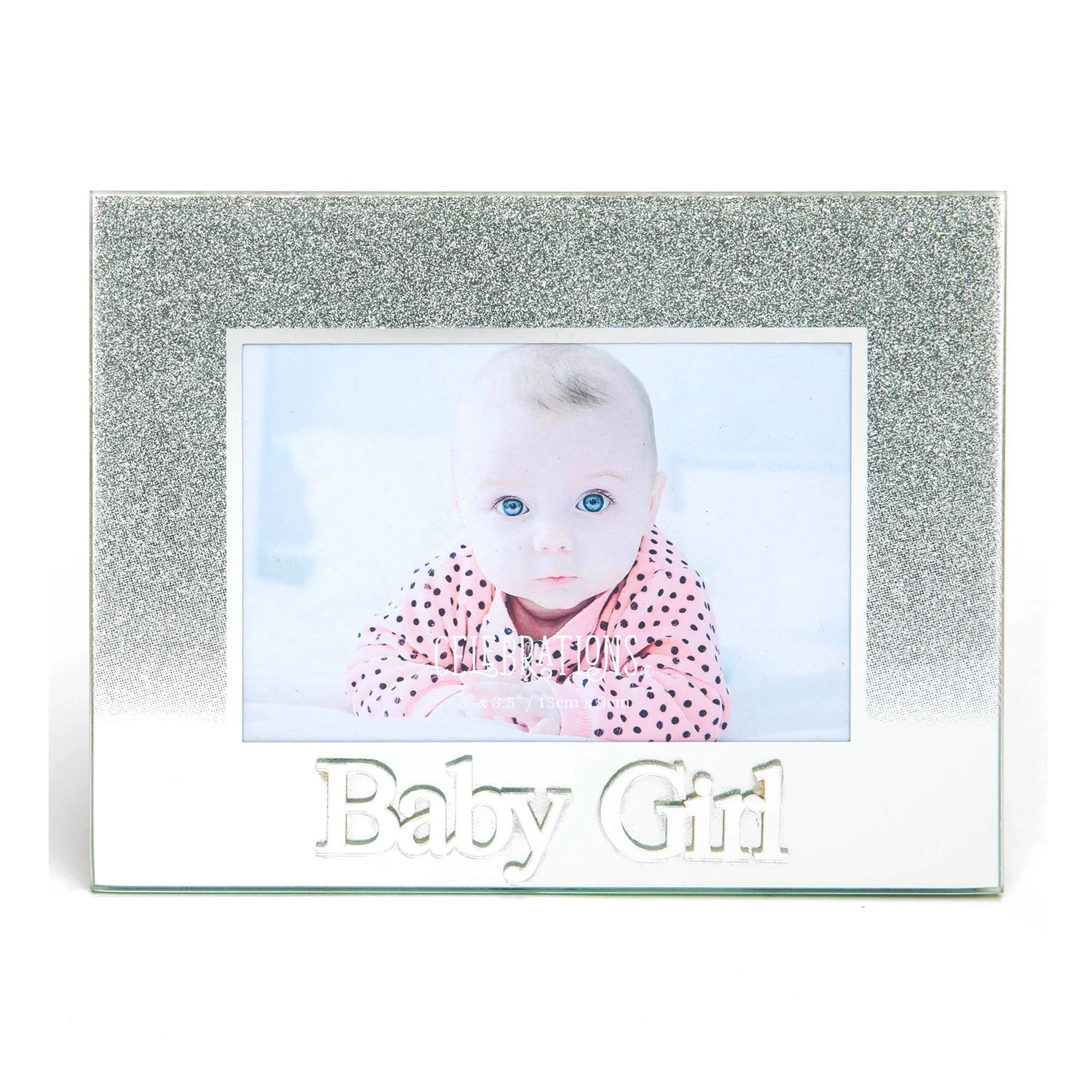 Φωτογραφία προϊόντος: Γυάλινη Κορνίζα Silver Glitter Baby Girl
