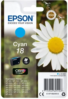 Φωτογραφία προϊόντος: ΜΕΛΑΝΙ EPSON 18 CYAN (C13T18024010)