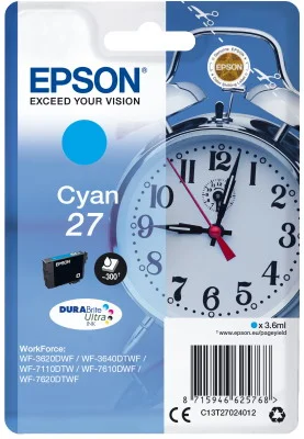 Φωτογραφία προϊόντος: ΜΕΛΑΝΙ EPSON 27 CYAN (C13T27024010) 3.6ml