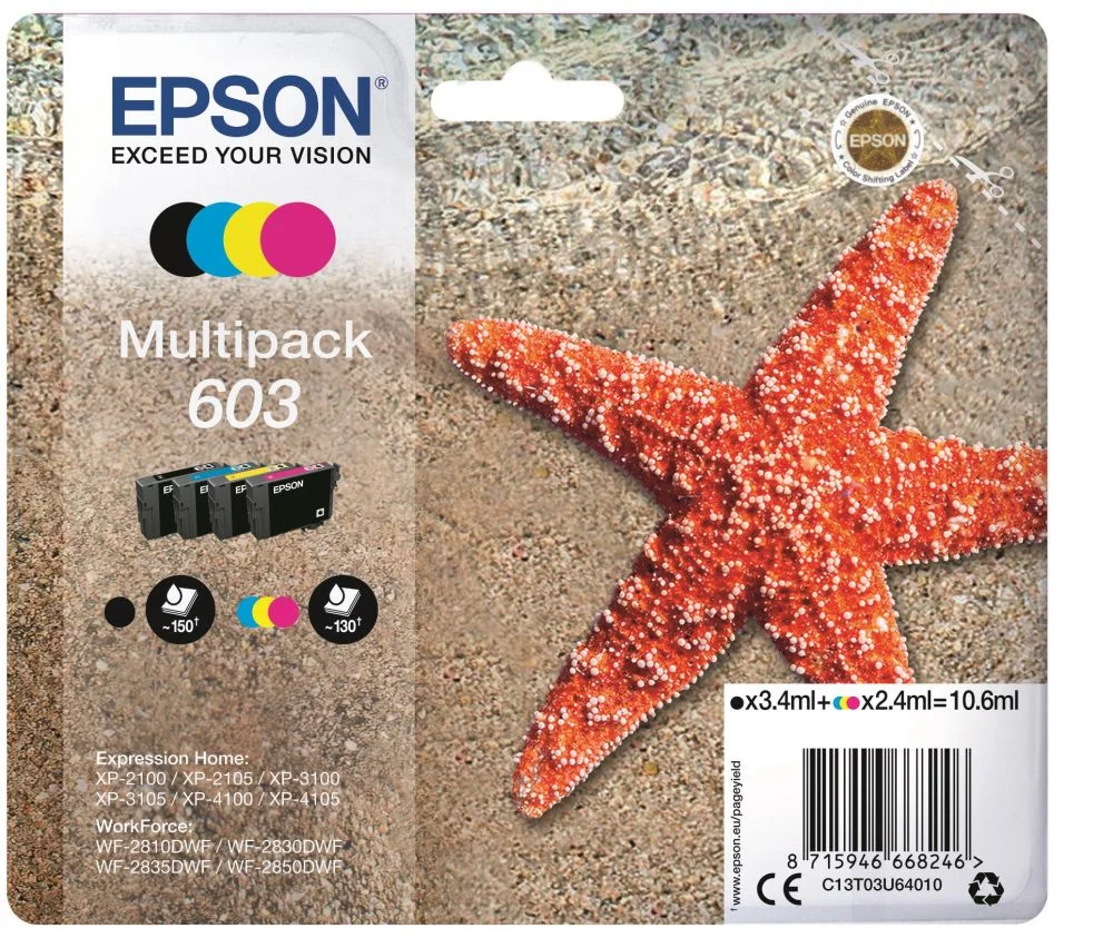 Φωτογραφία προϊόντος: ΜΕΛΑΝΙ EPSON 603 Multi Pack (C13T03U640)