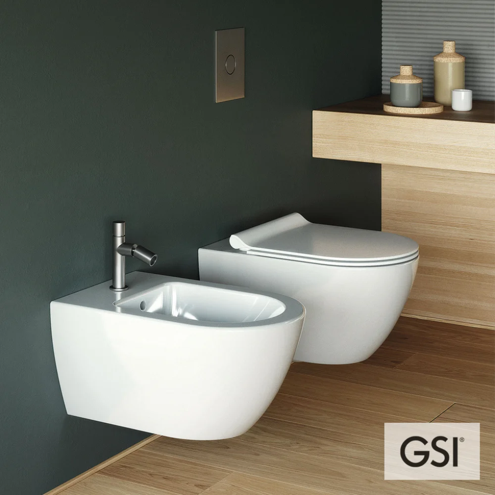 Φωτογραφία προϊόντος: Gsi Pura SwirlFlush 881500SC Κρεμαστή Λεκάνη Με Κάλυμμα Βακελίτη Slim Soft Close