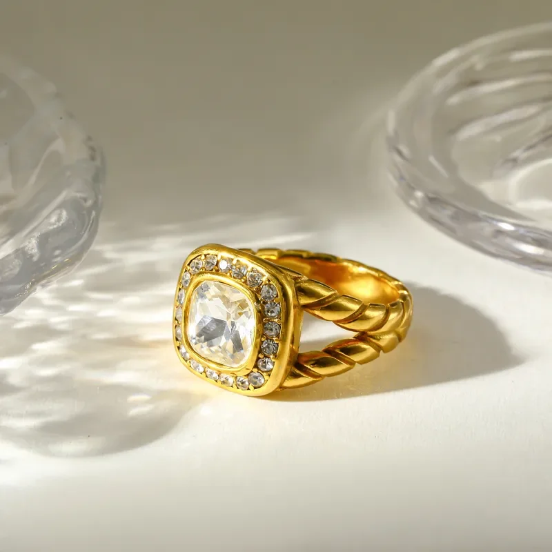 Φωτογραφία προϊόντος: Peach Jewelry Peach Jewerly Δαχτυλίδι Από Ανοξείδωτο Ατσάλι Με Κρύσταλλο Και Ζιργκόν Size 8