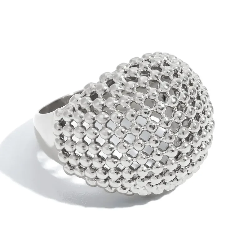 Φωτογραφία προϊόντος: Peach Jewelry Peach jewerly Δαχτυλίδι Από Ανοξείδωτο Ατσάλι Ασημί Σχέδιο Πλέγμα Size 7