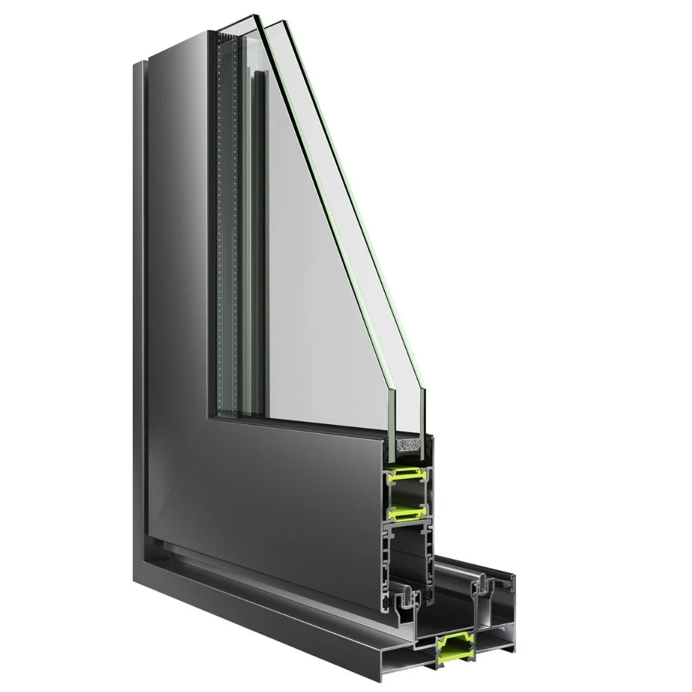 Φωτογραφία προϊόντος: Alumil S560 Κούφωμα αλουμινίου Δίφυλλο χωνευτό τζάμι - παντζούρι