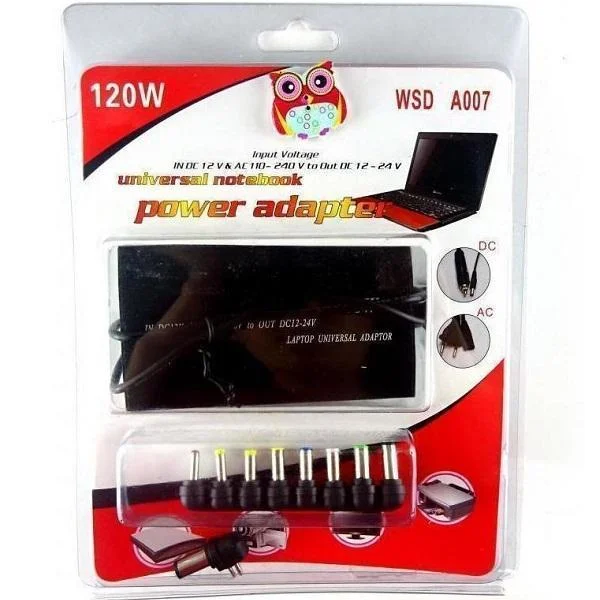 Φωτογραφία προϊόντος: OEM Universal Φορτιστής Laptop 120W 24V 1.8A με Αποσπώμενο Καλώδιο Τροφοδοσίας και με σετ βυσμάτων WSD A007