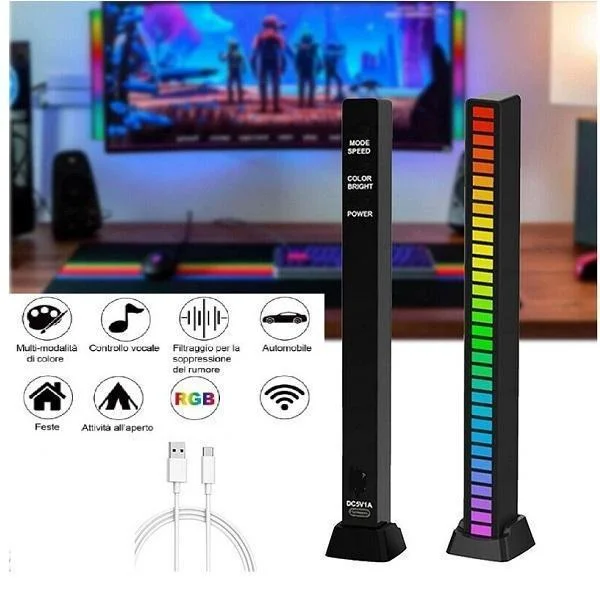 Φωτογραφία προϊόντος: OEM ARRANGO RGB LED Music Sync Sound Control Rhythm Strip Light 19*1.7cm (επαναφορτιζόμενη) 1Τμχ Black