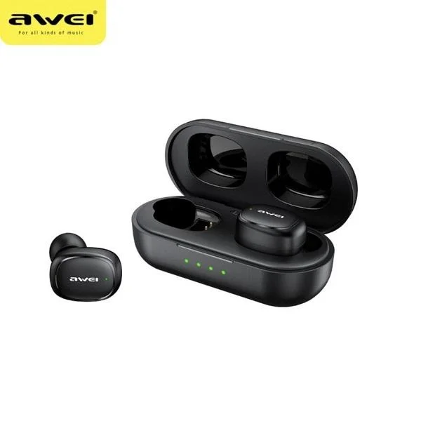 Φωτογραφία προϊόντος: OEM Awei T13 Pro Earbud Bluetooth Handsfree Ακουστικά με Αντοχή στον Ιδρώτα και Θήκη Φόρτισης Μαύρα