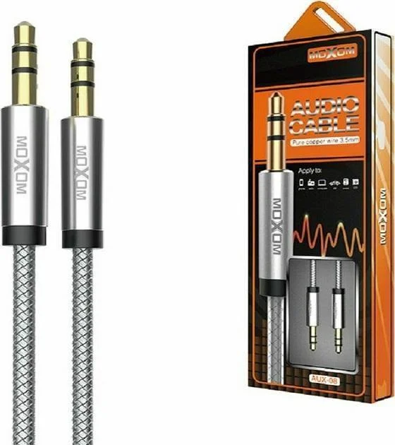 Φωτογραφία προϊόντος: OEM Moxom Καλώδιο 3.5mm male - 3.5mm male Ασημί 1m (AUX-08)