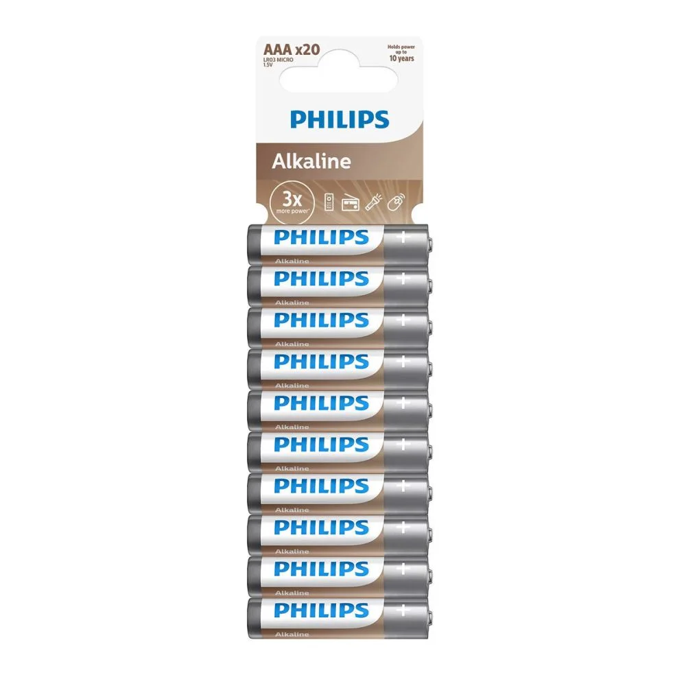 Φωτογραφία προϊόντος: Philips LR03A20T.GRS, AAA ENTRY ALKALINE, 20 FOIL,