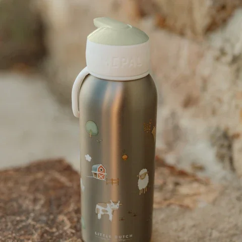 Φωτογραφία προϊόντος: LITTLE DUTCH. Ανοξείδωτο μπουκάλι - θερμός flip-up campus 350ml - Little Farm