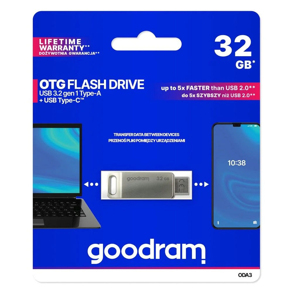 Φωτογραφία προϊόντος: GOODRAM ODA3 - OTG Flash Drive with USB A and USB C socket 32GB