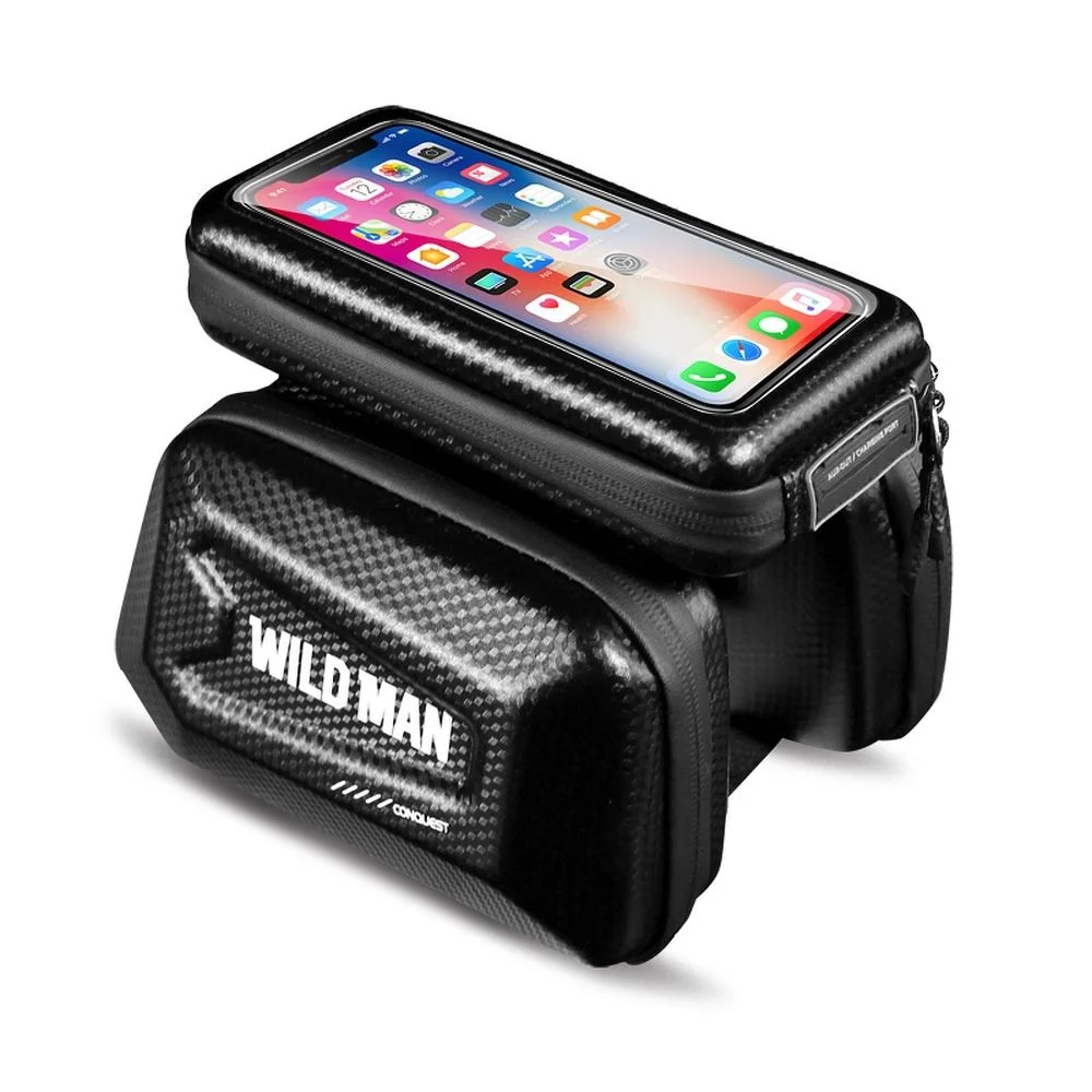 Φωτογραφία προϊόντος: . Bicycle holder / front beam bag with touch screen with zipper WILDMAN E6S 1,2L 4 "- 7"