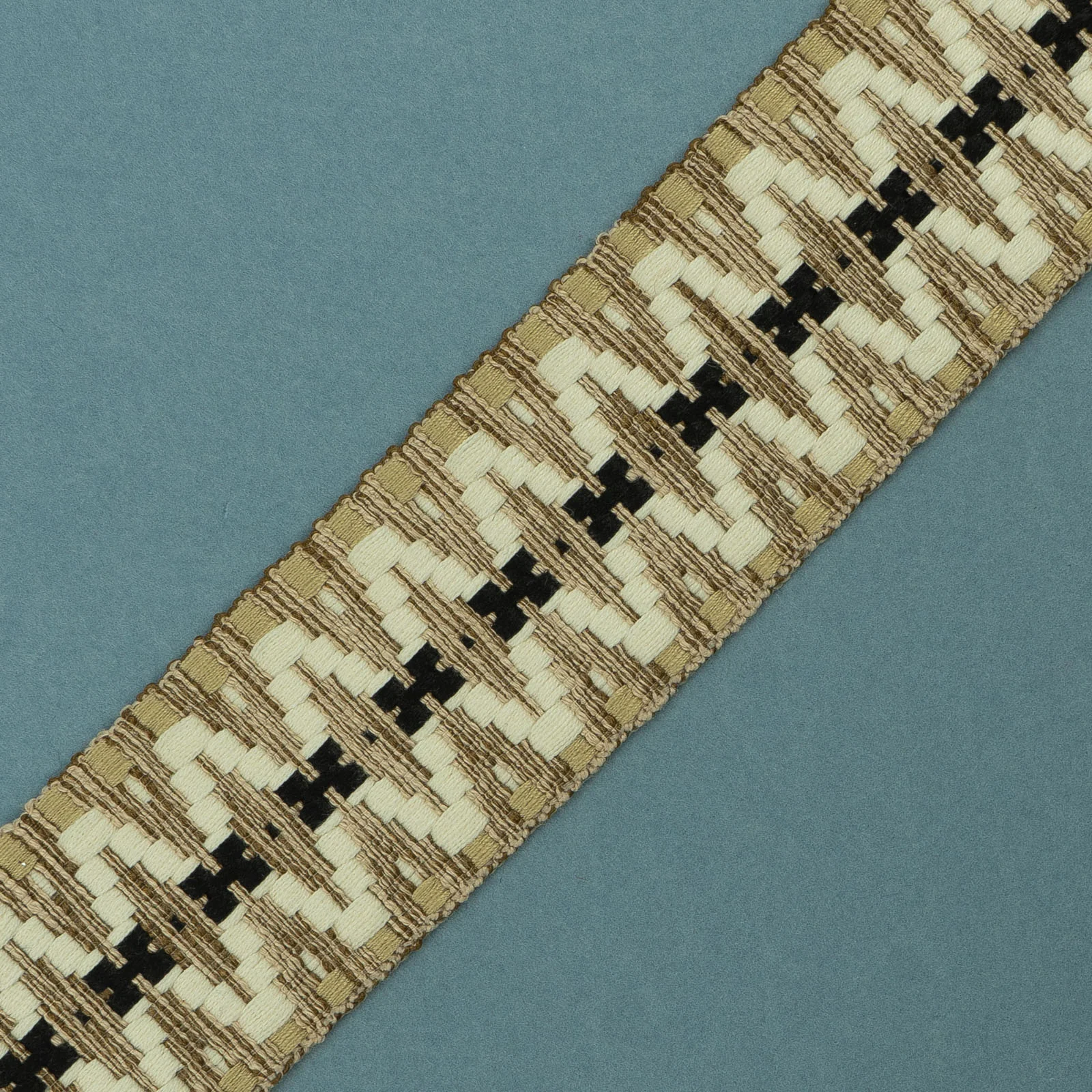 Φωτογραφία προϊόντος: Tape Belt Woven Indian Beige - Brown - Ecru - Black 4 Cm