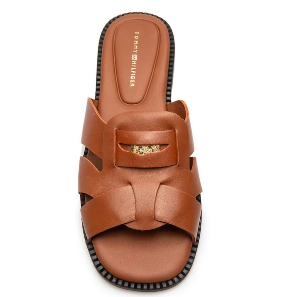 Φωτογραφία προϊόντος: TOMMY HILFIGER LEATHER FLAT SANDALS WOMEN TOMMY HILFIGER ΚΑΦΕ (FW0FW09126-GP4)