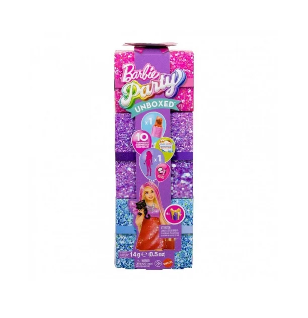 Φωτογραφία προϊόντος: Mattel Barbie Party Unboxed Glam Party Κούκλα Red Sparkle με Αξεσουάρ και 10 Εκπλήξεις - JFY68