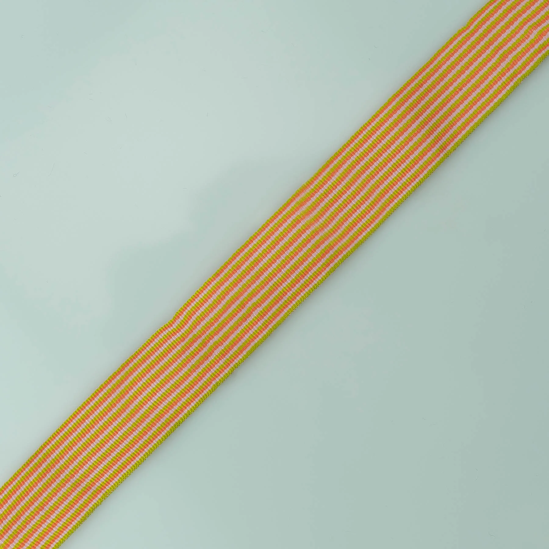 Φωτογραφία προϊόντος: Grosgrain Ribbon Striped Lime Green - Pink - Coral 2.5 Cm
