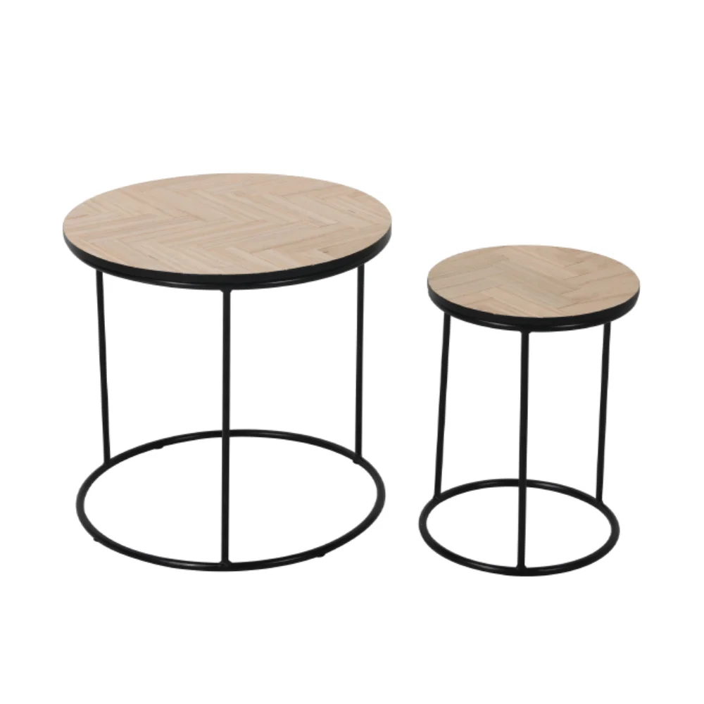 Φωτογραφία προϊόντος: LIBERTA PARKE COFFEE TABLE SET 2ΤΕΜ ΜΑΥΡΟ ΦΥΣΙΚΟ 48x48x45cm - MDF VENEER - ΜΕΤΑΛΛΟ - 48Μx48Πx45Υ