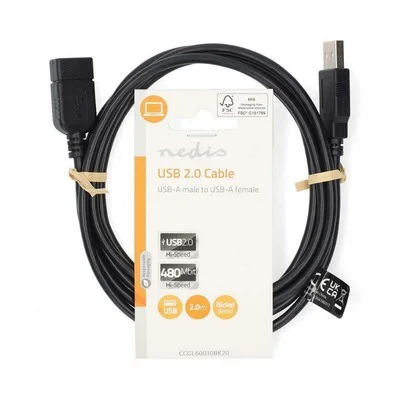 Φωτογραφία προϊόντος: ΚΑΛΩΔΙΟ USB NEDIS CCGL60010BK20 2 m USB 2.0 ΑΡΣ-USB Α ΘΗΛ (NDS0087)