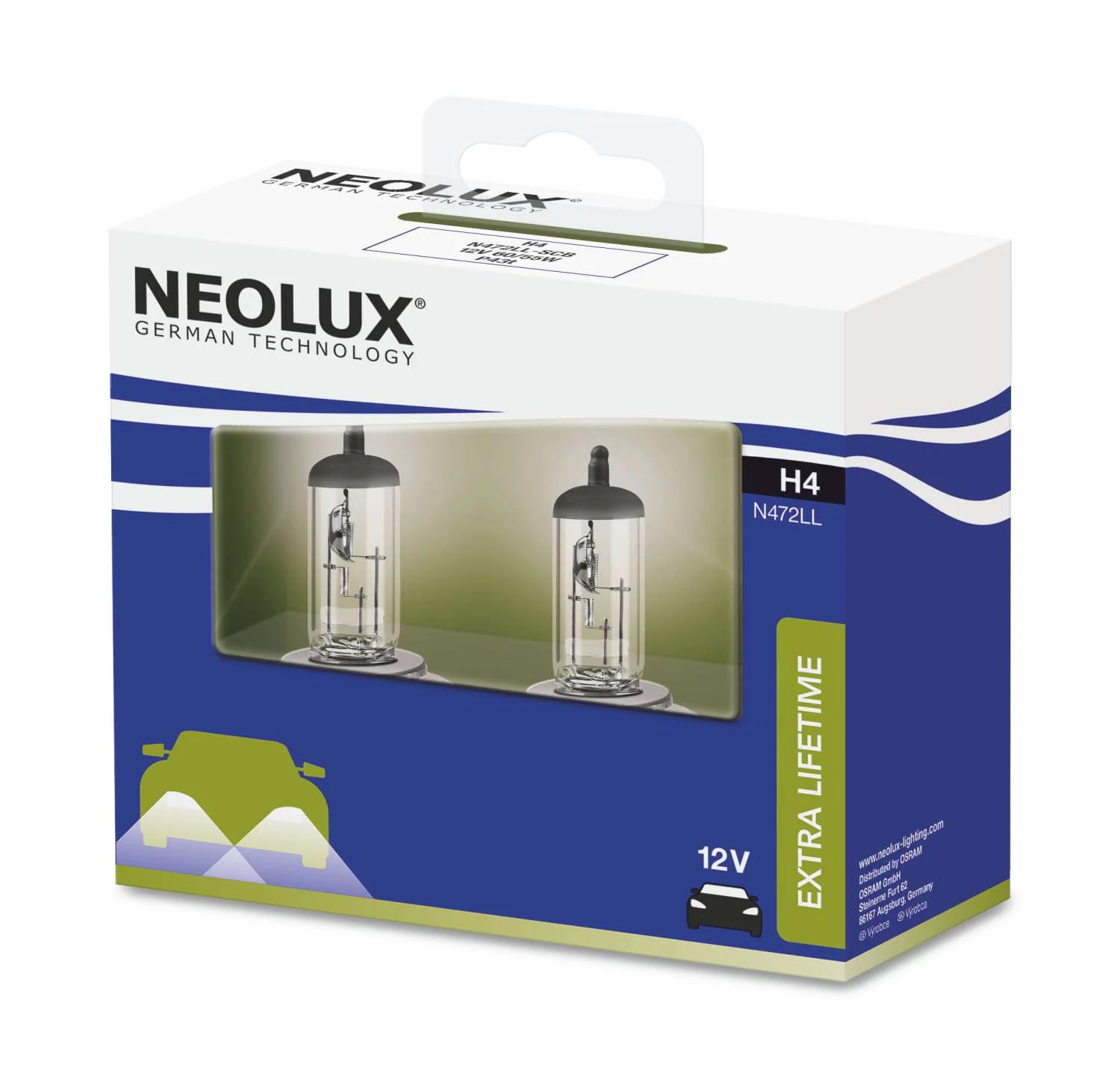 Φωτογραφία προϊόντος: NEOLUX H4 12V 60/55W P43t Extra Lifetime (N472LL-2SCB) 2τμχ