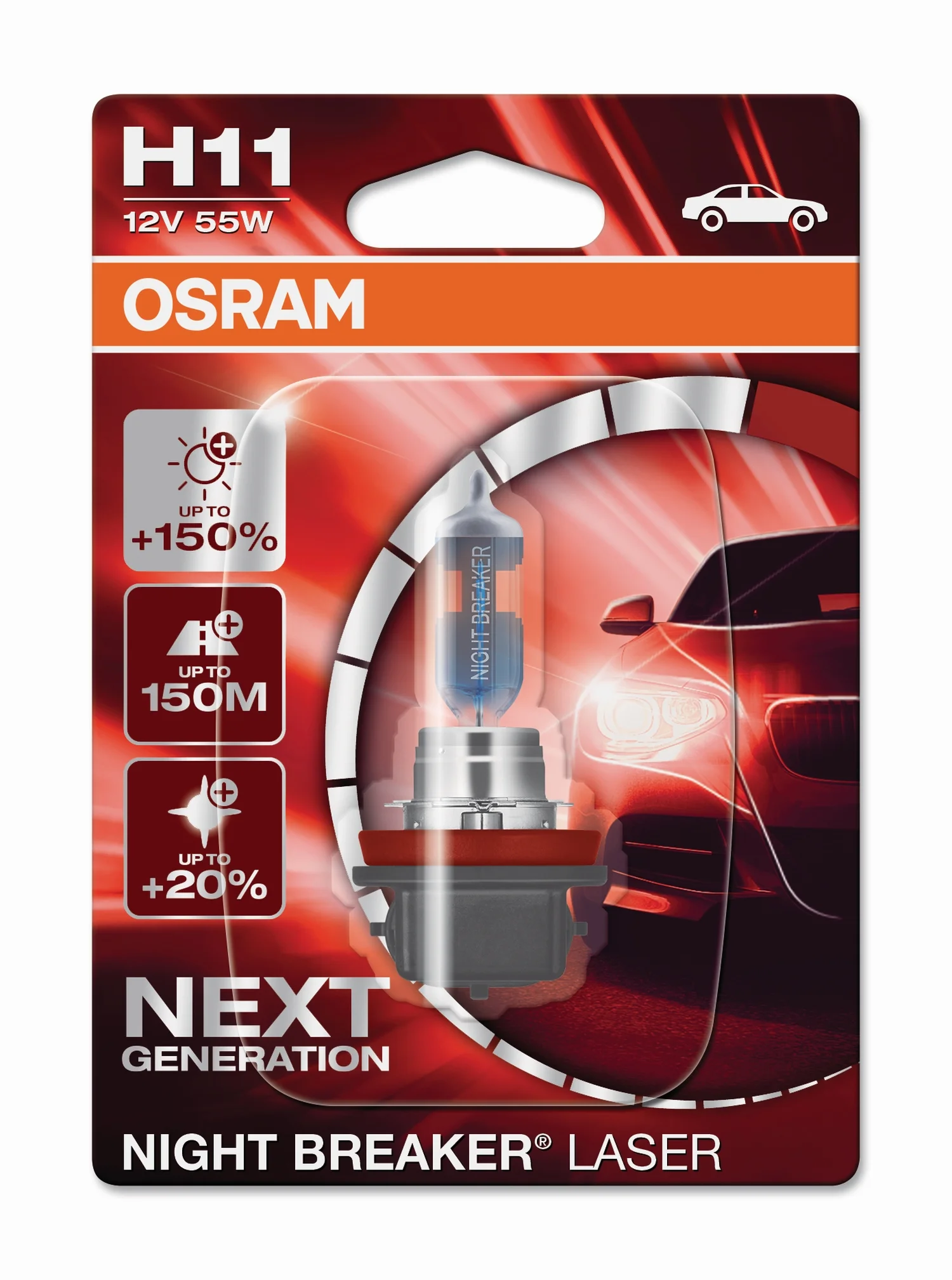 Φωτογραφία προϊόντος: OSRAM H11 12V 55W PGJ19-2 NIGHT BREAKER® LASER Next Generation +150%ΠΕΡΙΣΣΟΤΕΡΟ ΦΩΣ (64211NL-01B) 1τμχ