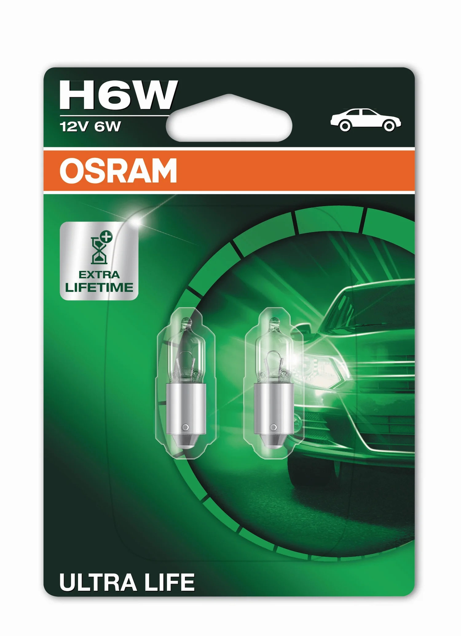 Φωτογραφία προϊόντος: OSRAM H6W 12V 6W BAX9s ULTRA LIFE (64132ULT-02B) 2τμχ