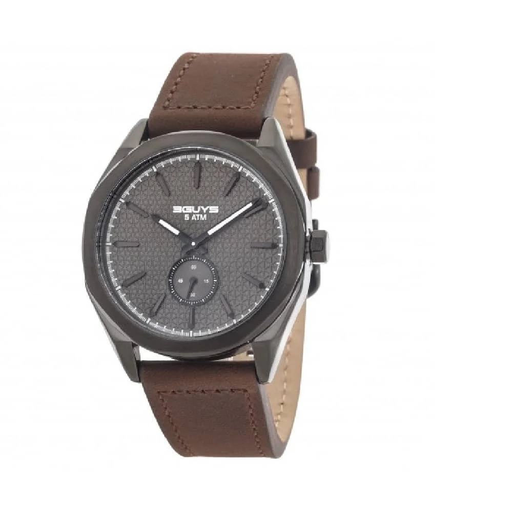 Φωτογραφία προϊόντος: 3Guys Men’s Watch Brown Leather Strap 3G82002