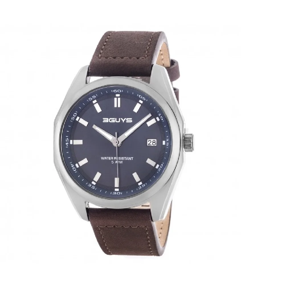 Φωτογραφία προϊόντος: 3GUYS WATCHES 3Guys Men's Watch Brown Leather Strap 3G72004