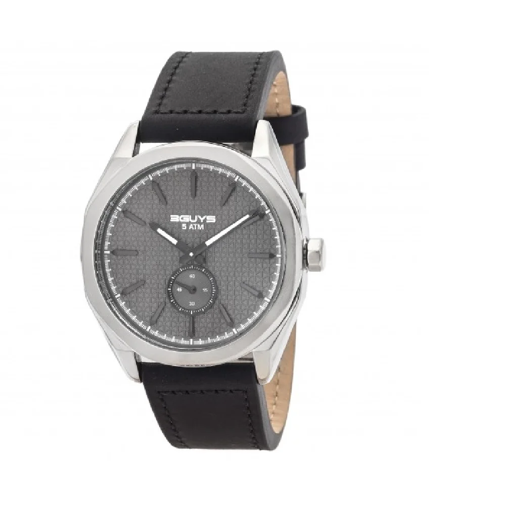 Φωτογραφία προϊόντος: 3GUYS WATCHES 3Guys Men's Watch Black Leather Strap 3G82001